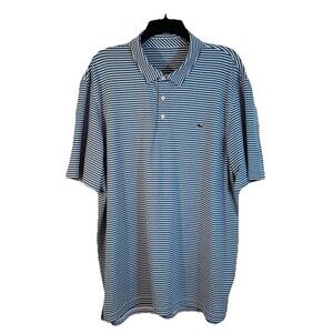 Vineyard Vines Performance Men’s Golf Polo Shirt Blue White Striped Size XL